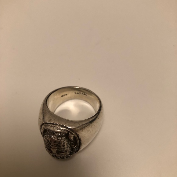 Lazaro Soho Budha Head Ring, silver w/ white and black diamonds and ruby Bindi - Picture 4 of 4